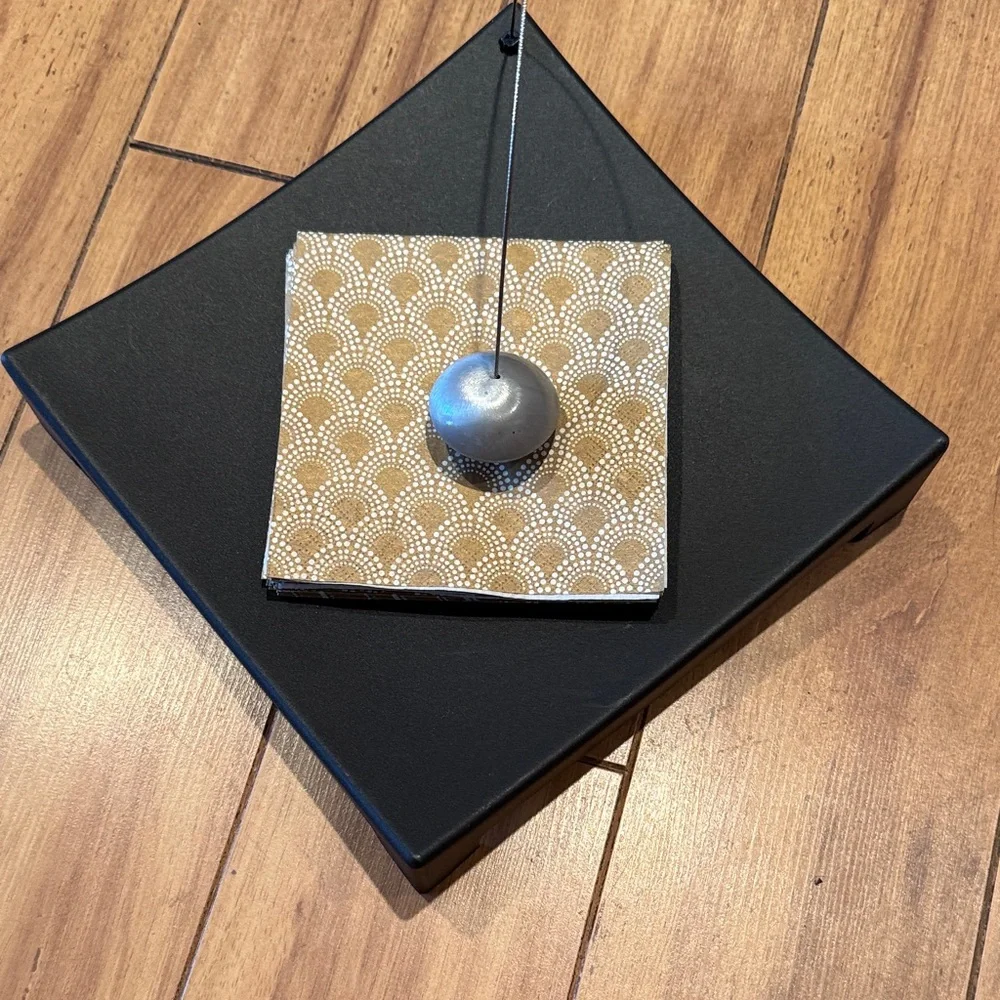 IKEA Modern Black Square Napkin Holder with Silver Accent